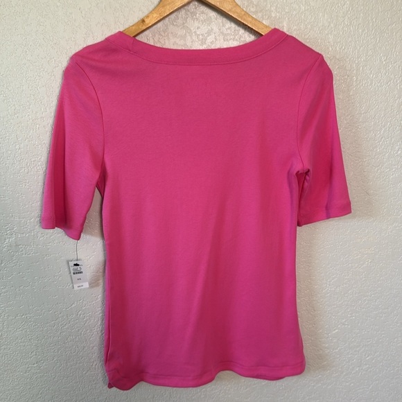 Talbots Women's XS Pink Tee Scoop Neck Side Slit Spring Comfy Basics NWT - Picture 5 of 6